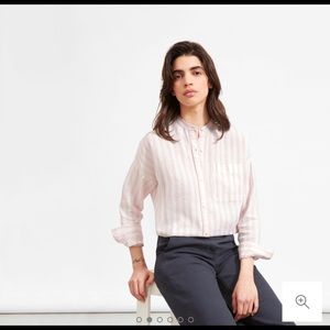 Everlane Linen Oversized Collarless Shirt Size 2